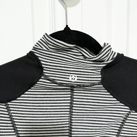 Women Lululemon Run: U-Turn Pullover Mini Check Pique Black White Slim Fit - Picture 4 of 7